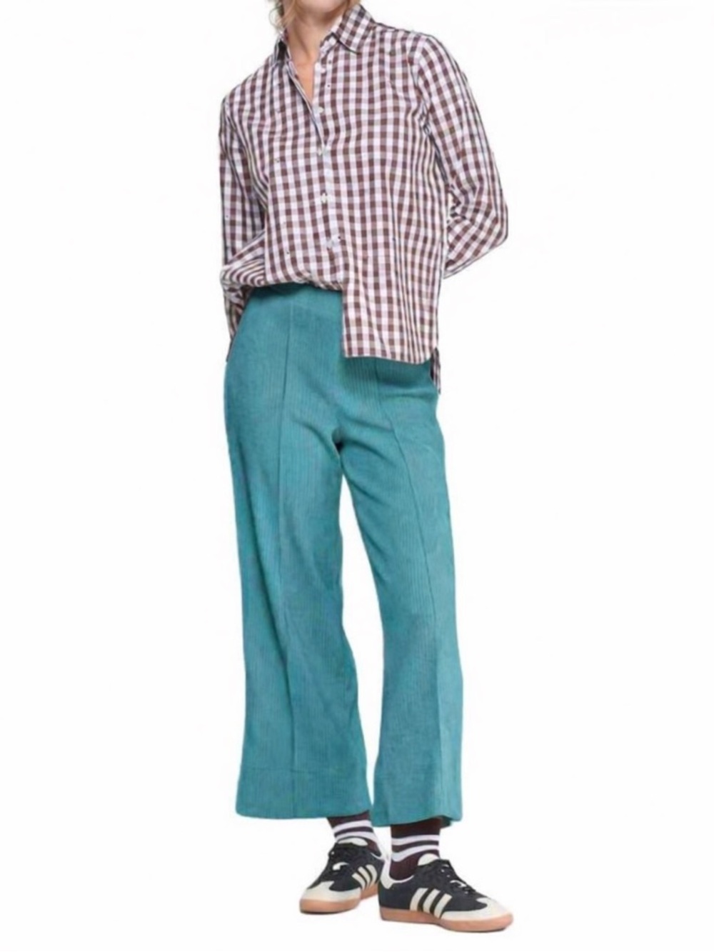 Vilagallo Bettina Cropped High-Rise Wide Leg Trouser Teal Blue 38/US‎ 4 Pull-On